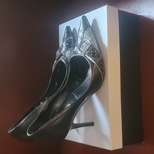 Christian Dior black and grey gray high heel shoes